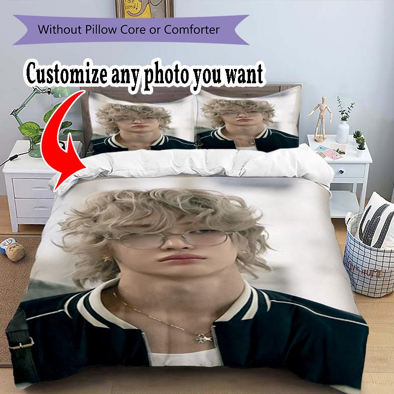 Customize Photos Customize Your Photo Bedding Set Breathable Duvet Cover with Pillowcases Home Decoration Birthday Gift