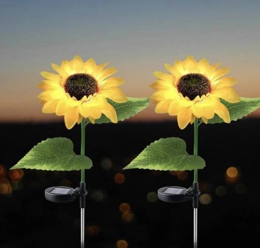 Słonecznik Lampy Solarne Ogrodowe Led Dekoracja Ogrodowa 2 Sztuki