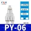 Pneumatic Nylon Air Hose Quick Connect Fittings: PU Straight, PY 5-Way, Cross 4-Way, PZA 3-Way, PE Connector with White/Blue Cap