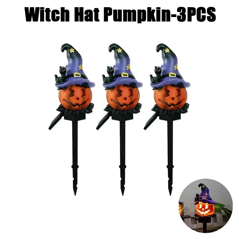 5PCS Solar Halloween Decoration Outdoor Lights Creative Atmosphere Waterproof Courtyard Garden Decoration Resin Pumpkin Lantern