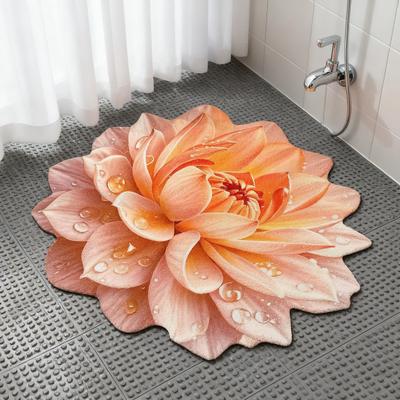 Flower Floor Rug Non-Slip Absorbent Bathroom Mat Decorative 3D Realistic Pattern Floral Mat for Living Room Bathroom Kitchen