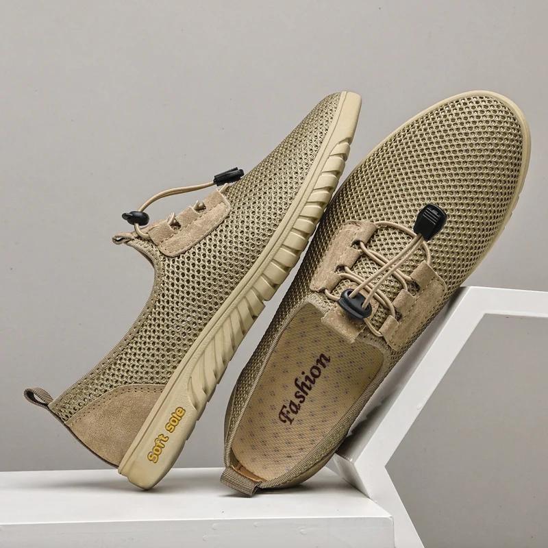 Fashion Breathable Mens Mesh Casual Shoes Lightweight Male Casual Shoes Hollow Out Summer Footwear Quick Dry Wading Aqua Shoes Sneakers