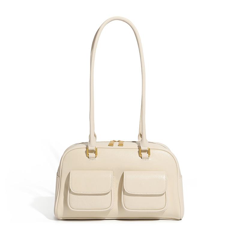 Genuine Leather Vintage Underarm Bag Bowling Bag Boston Underarm Bag Shoulder Bag Women's Bag