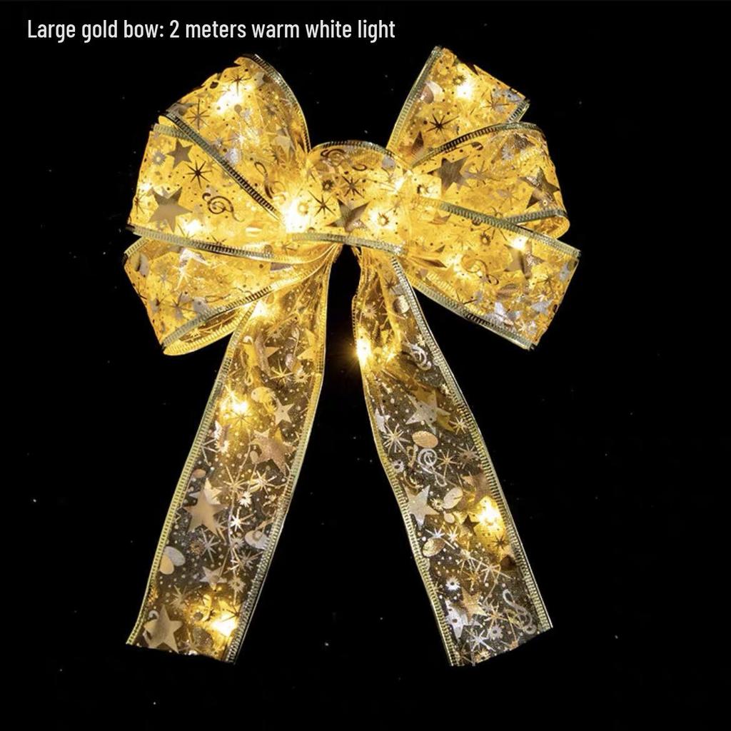 Holiday Ribbon LED String Lights & Tree Ornaments - Set of Christmas Balls and Light Strip