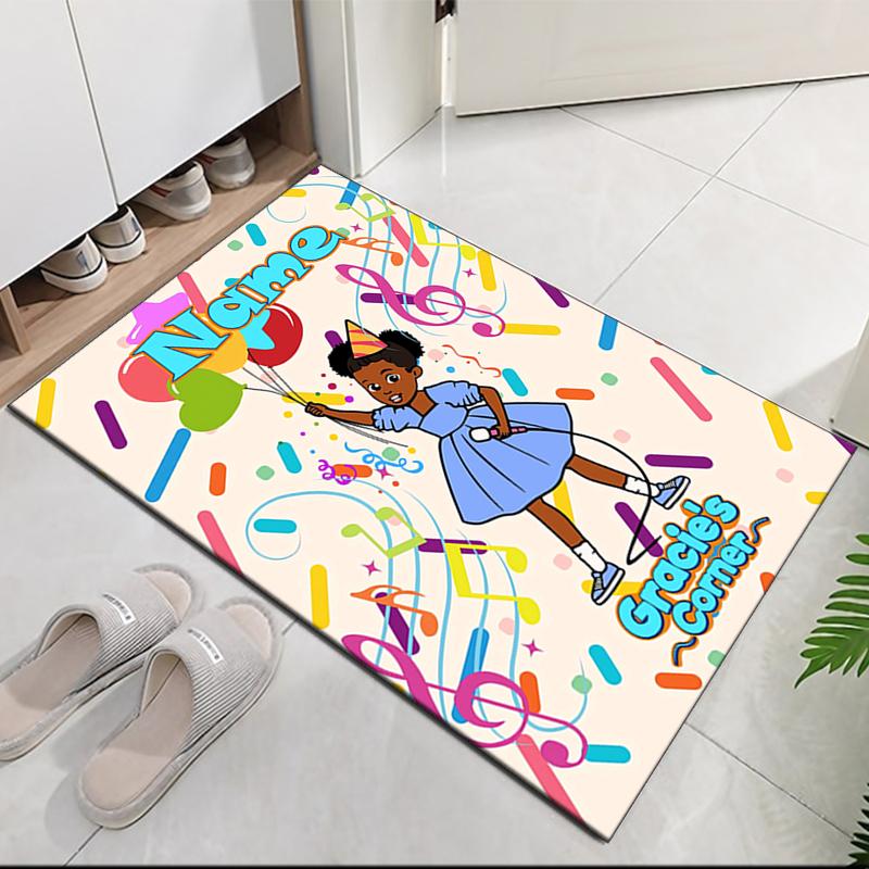 Custom Name Gracie's Corner Printed Carpet, for Office Chair Living Room Bedroom Kitchen Room Decor Gifts.