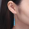 Classic Tassel Striped Blue Fire Opal Long Drop Earrings for Women Engagement Wedding Party Jewelry Gifts Drop Shipping