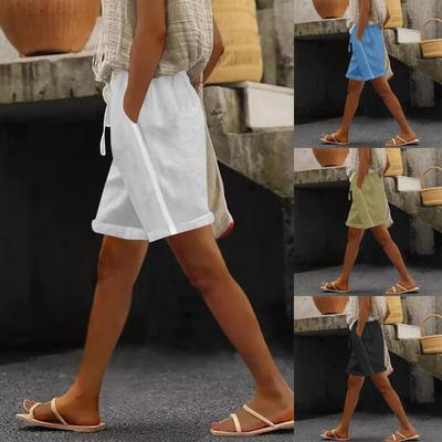 Kadın Pamuk ve Keten Klasik Çok Yönlü Moda Şort