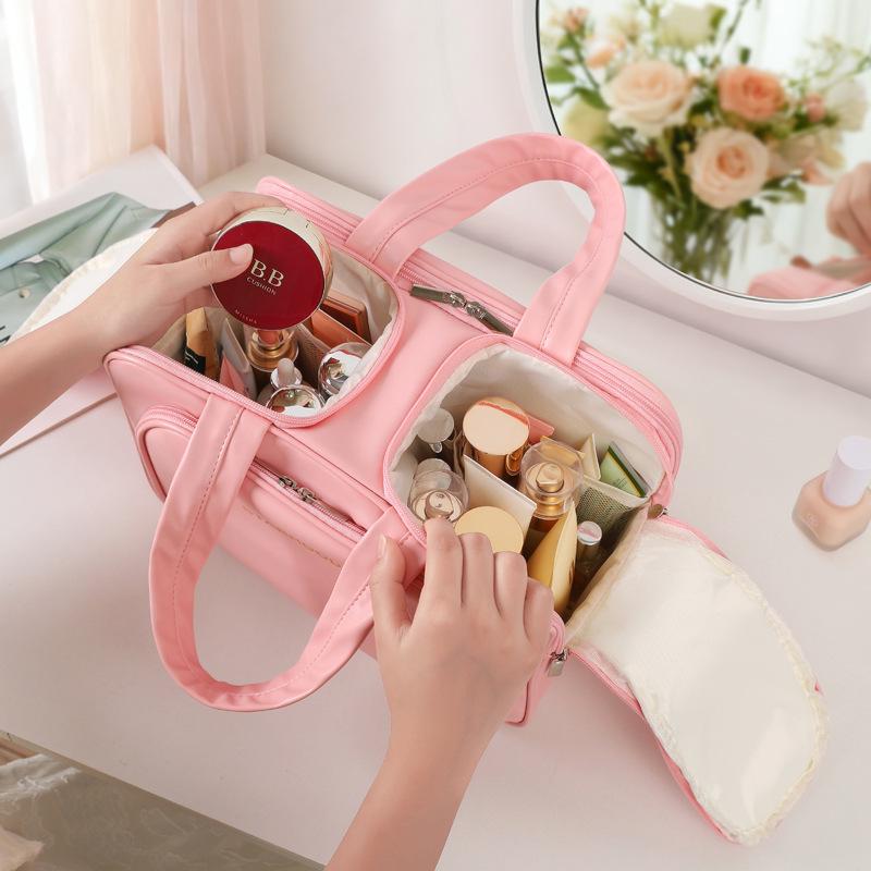 Large Capacity Multi-functional Makeup Bag with Multi-layer Compartments - Portable Travel Toiletry Storage Bag