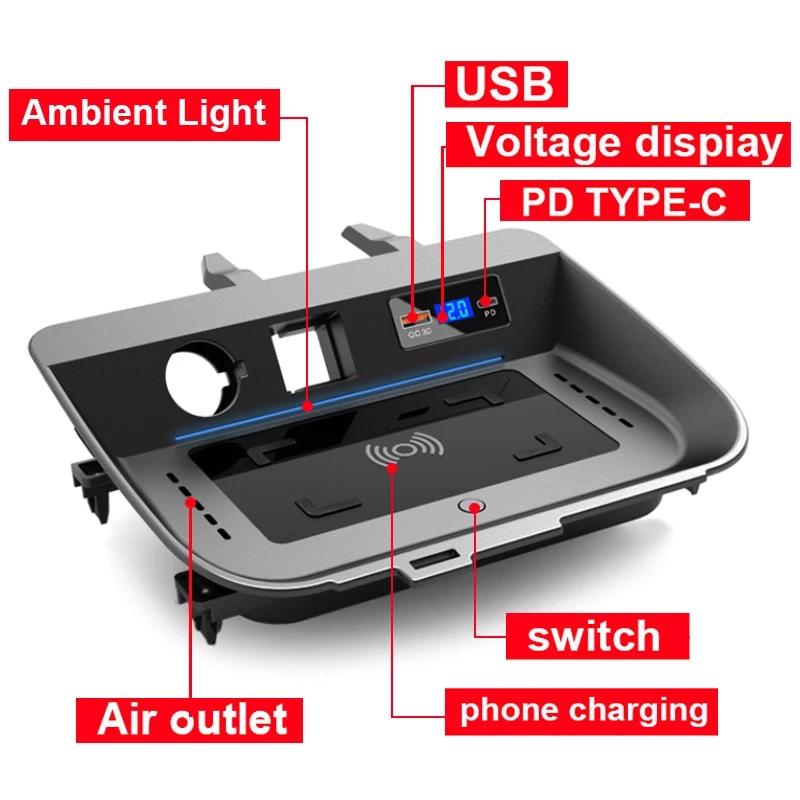 15W Car Wireless Charging Pad for Toyota RAV4 XA50 LE XLE XSE 2019~2025 Phone Fast Charger Plate Panel Tray Accessorie 2020 2021