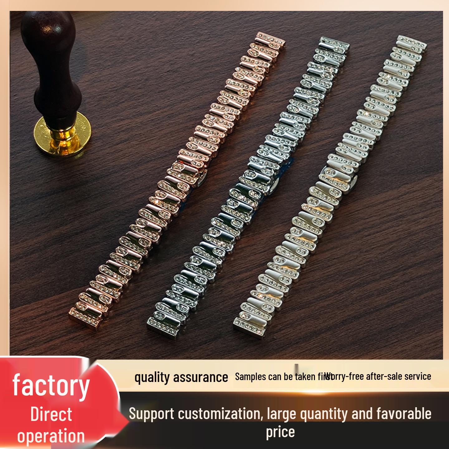 

Металлический ремешок со стразами неправильной формы для Apple Watch 10 Rose Gold Flat Mouth