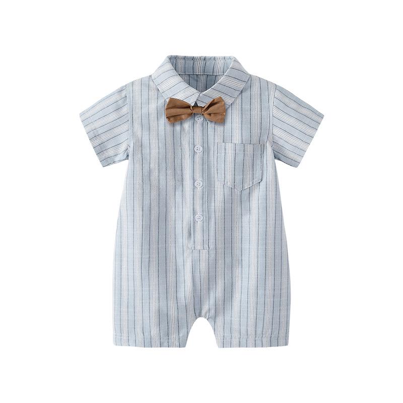 Bawełniany kombinezon niemowlęcy w paski - Kolekcja Lato 2025 dla chłopców