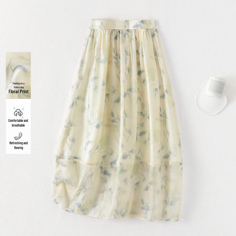 IHIMI Summer Floral Print A-Line Skirt XL
