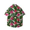 Japanese Ins Watermelon Print Summer Short-Sleeved Flower Shirt Men'S And Women'S Retro Ruffian Handsome Hawaiian Beach Couple Shirt