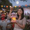 Ancient-style Mid-Autumn Festival Lantern Pavilion Shape Children's Handheld Lantern  Home Decor