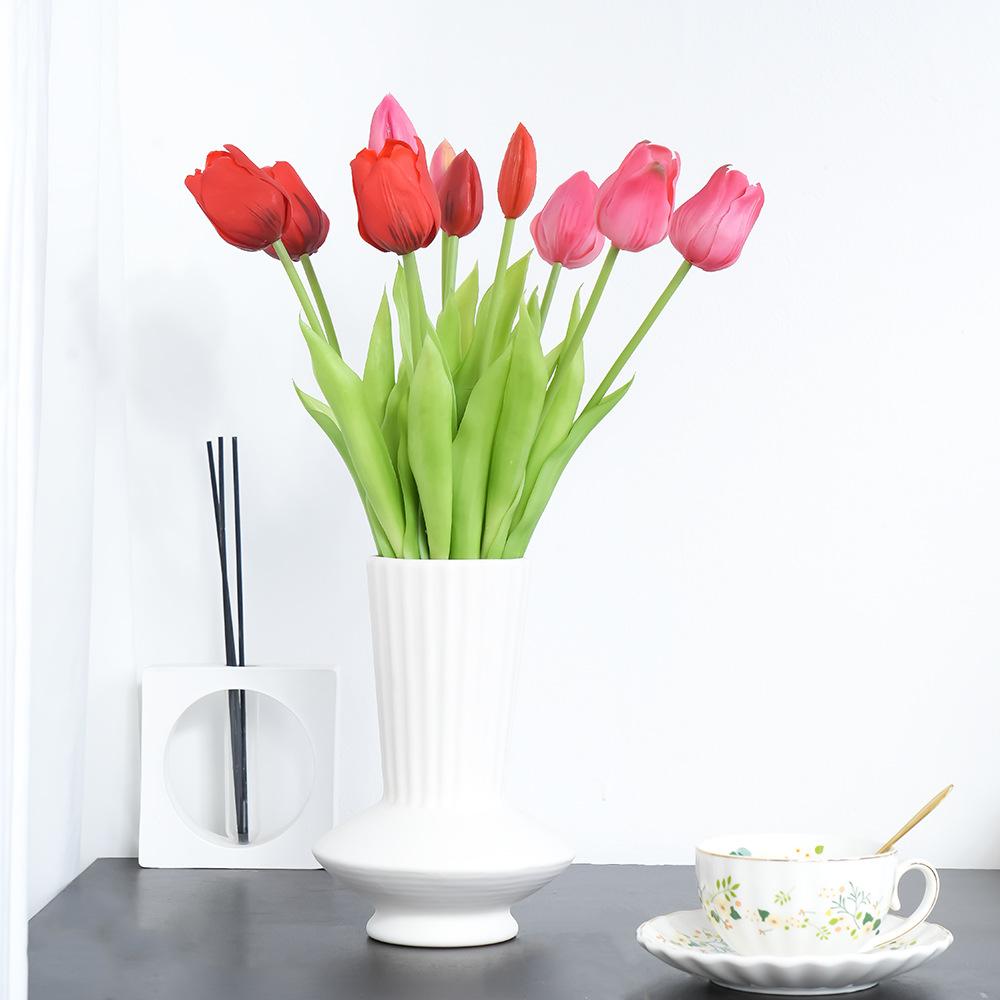 Autumn Cherry Tulip Bouquet, Soft Rubber Material, Living Room Light Luxury Indoor Dining Table High-End Simulated Flower Decoration