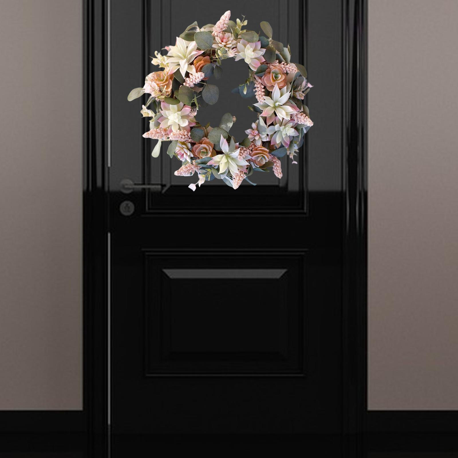 

16 inch Wreath Hanging Decoration Multicolor Round Artificial Flower Wreaths for Front Door, All