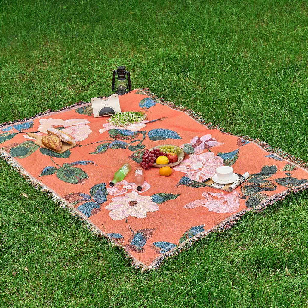 Thickened Cotton Linen Picnic Mat Multifunctional Sofa Cover Cartoon Tablecloth Non Slip Pad