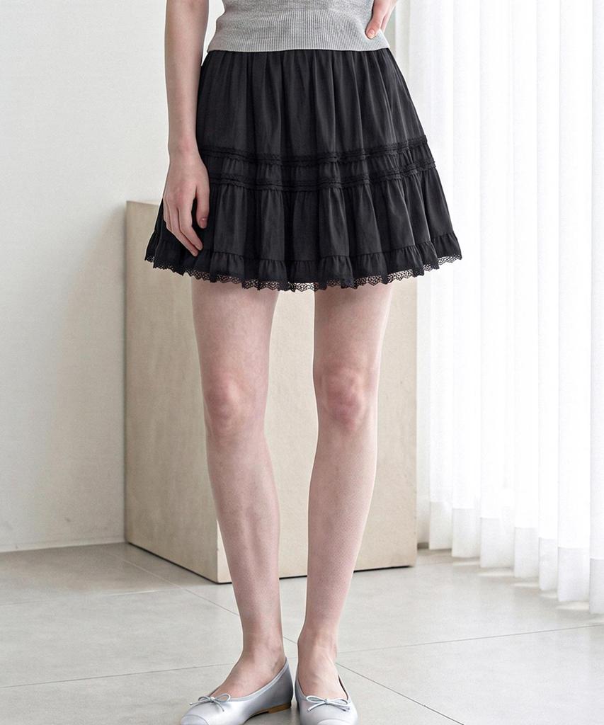 Poebeo21 Tiered Lace Frill Mini Skirt (Ftdbsk018)