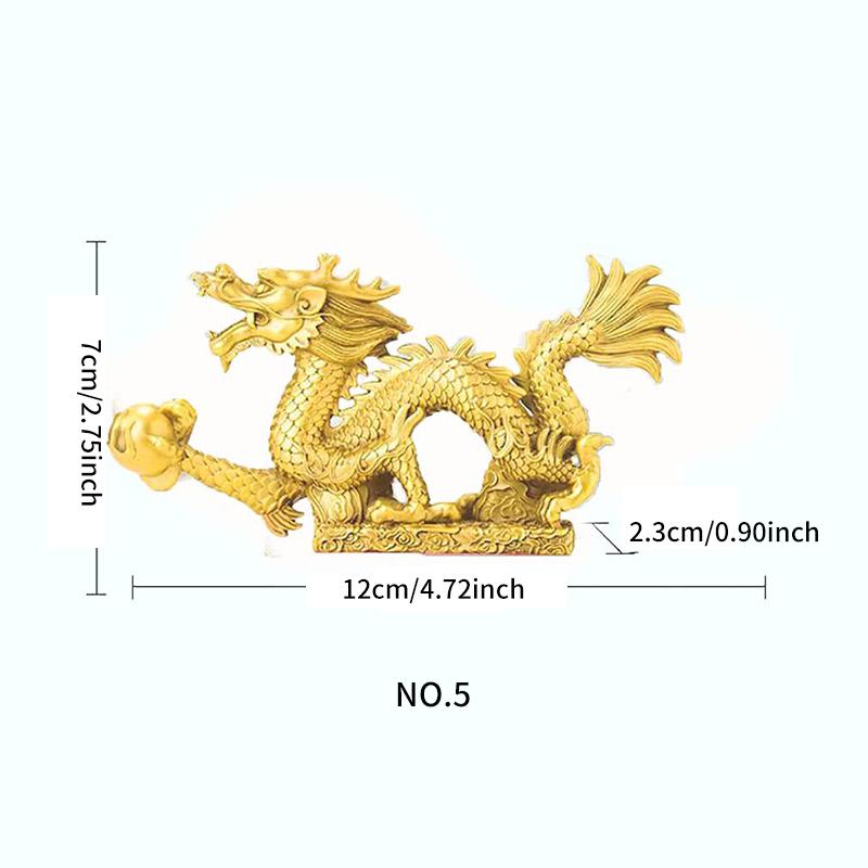 Chinese Lucky Dragon Resin Decor Auspicious Money Dragon Statuette Sculpture Home Living Room Bedroom Office Figurines