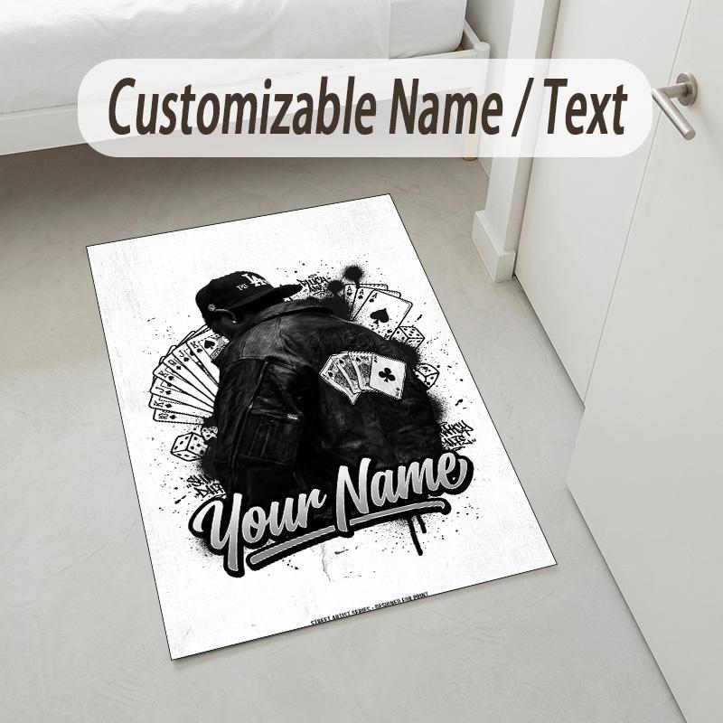 Personalized Crystal Velvet Carpet,Kendrick Lamar Custom Printed Name, Plush Area Rug For Home Indoor Decor