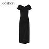 Edition Women's Spliced Short Sleeve Little Black Dress