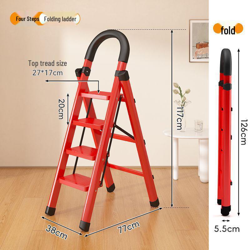 Compact Folding Telescopic A-Frame Ladder: Portable, Lightweight, Multi-functional, Indoor Use.