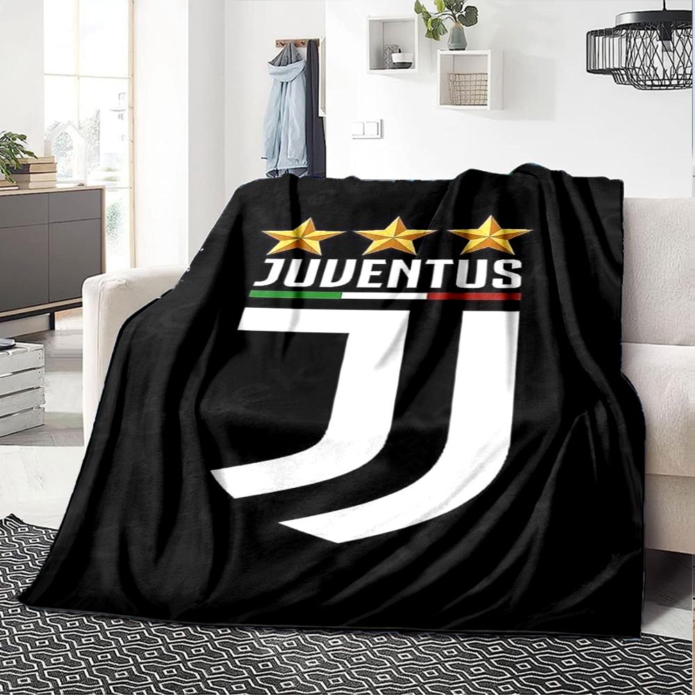 Decke mit Juventus Fußballclub Thema Aufdruck - Perfekt für Sofa, Bett, Reisen & Outdoor | Maschinenwaschbar, Gemütlich & Langlebig.