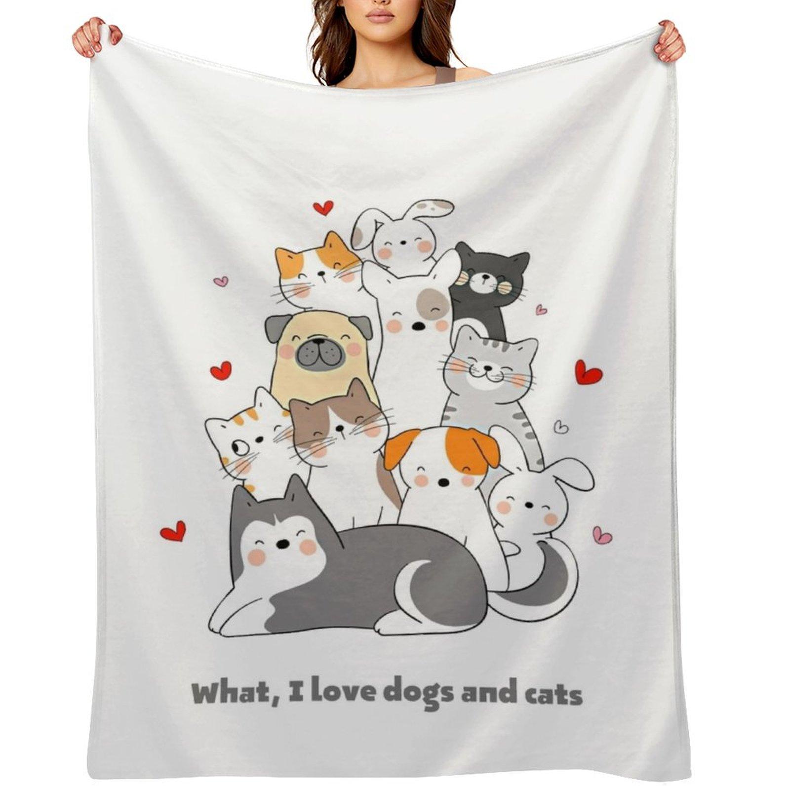 Cat and dog lover Throw Blanket Designers Camping decorative Nap Blankets 30x40in