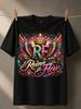 Die Königin des Flows Rf Helle Krone Flügel Lautsprecher Schallplatten Noten und Partykonfetti Tanz Unisex Alles T-Shirt