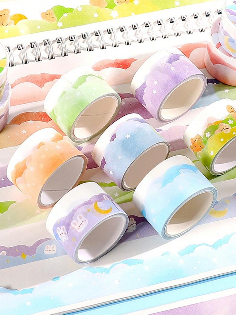 1 Roll Of Cartoon Dreamy Cloud Pattern Adhesive Tape Sticker, Versatile Adhesive Tape, Hand Account Sticker Material, Suitable For Diary Scrapbook,