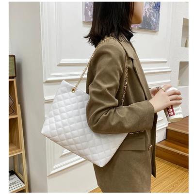 Tote Bags for Women PU Leather Diamond Lattice Handbag Personality Large Capacity Underarm Shoulder Bag