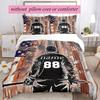 Hockey Player Duvet Cover Set Sports Theme Breathable Polyester Bedding Digital Print Machine Washable