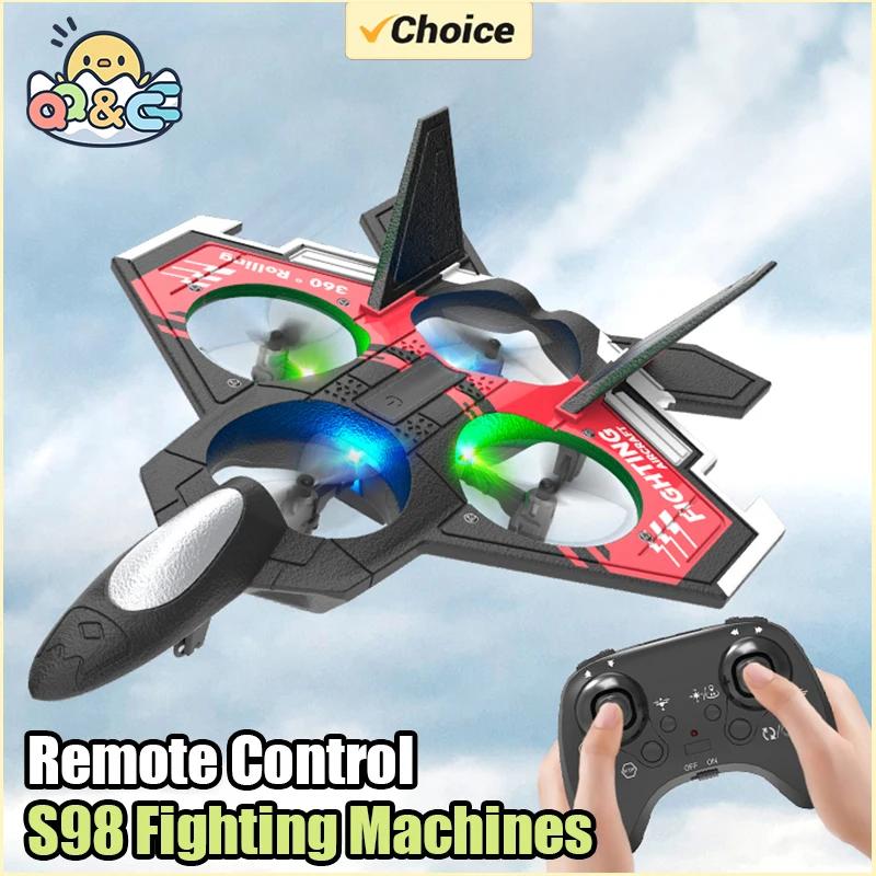Non-Toxic S98 Rc Plane Remote Control Aircraft Toy Foam Fixed With Light Height Stunt Four-Axis Combat Drone Toys For Kids Christmas Gifts