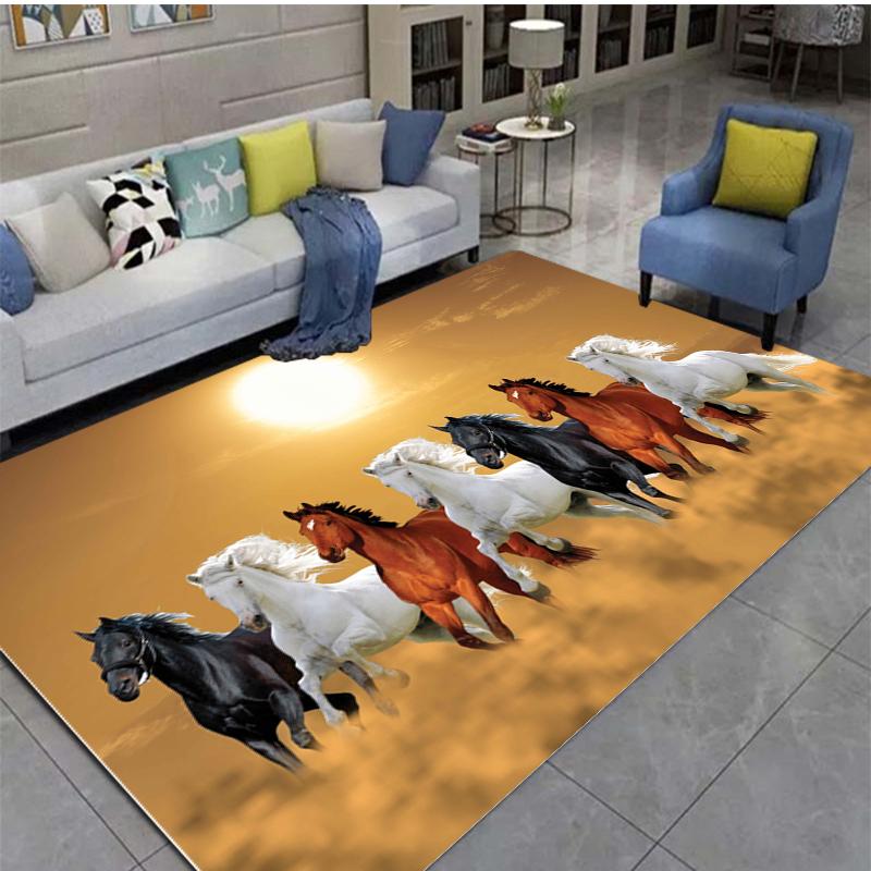 3D Horse Printed Large Carpet,doormat,living Room,bedroom,bathroom Decoration Animal - Running Horse Pattern Anti Slip Floor Mat