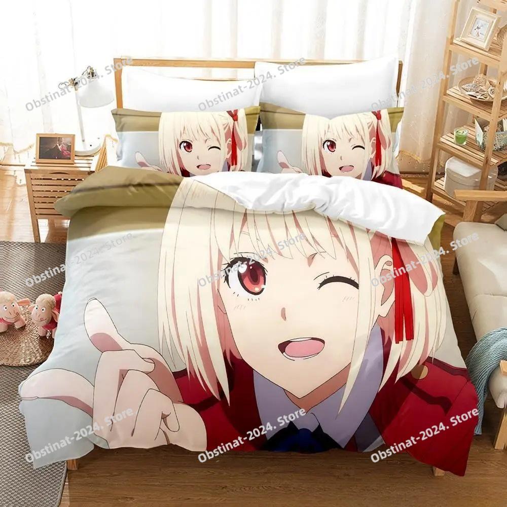 3d Print Anime Kawaii Girl Lycoris Recoil Bedding Set Single Twin Full Queen King Size Bed Set Adult Kid Bedroom Duvetcover Sets