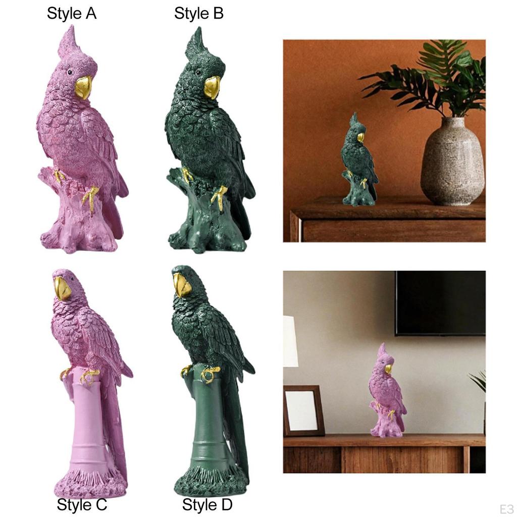 Parrot Statue Resin Animal Sculpture for Table Centerpiece Fireplace Cabinet Style A