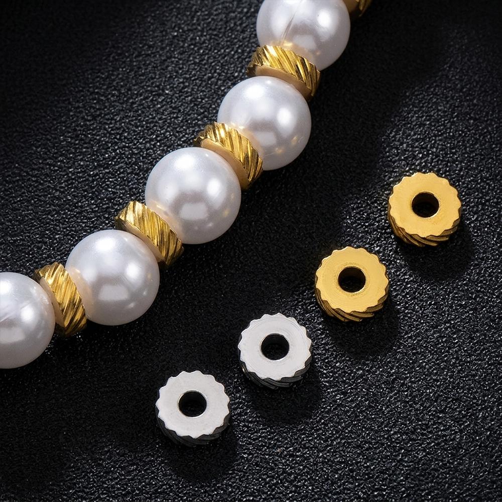 20pcs Stainless Steel Spacer Beads 2mm Hole Loose Beads Charm for Jewelry Making DIY Bracelet Necklace Supplies Finding No Fade