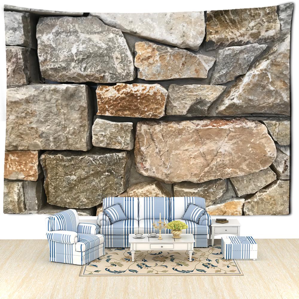 Szary Duży Kamień Gobelin Wiszący na Ścianie Sztuka Abstrakcyjna Hippie Tapiz Tajemniczy Estetyczny Pokój Dzienny Wystrój Domu