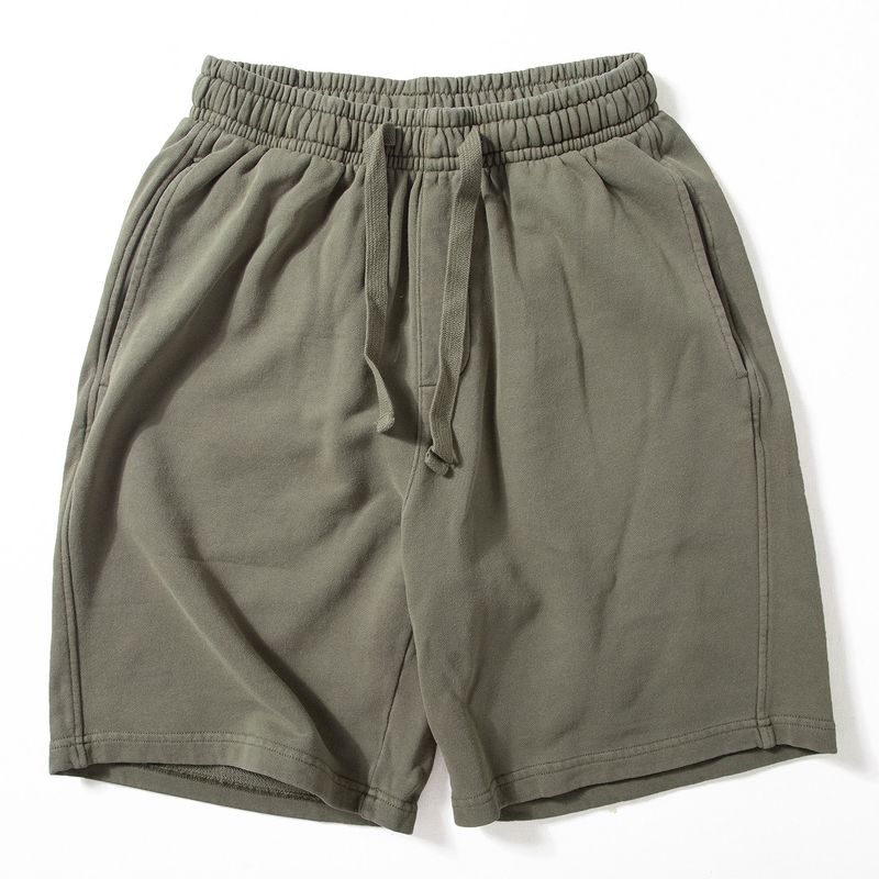 Japanese-Style Men's Summer Shorts, Heavy-Duty Washed Vintage Cotton Terry Sweatpants, Fashionable Loose Straight Five-Point Pants
