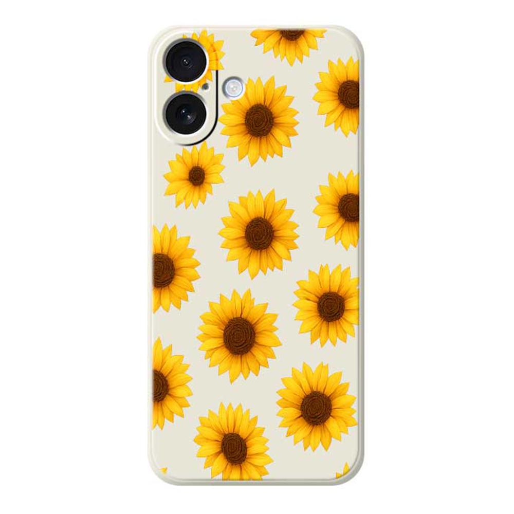 

For iPhone 17 Case Sunflowers Pattern Printing Straight Edge TPU Phone Back Cover Beige