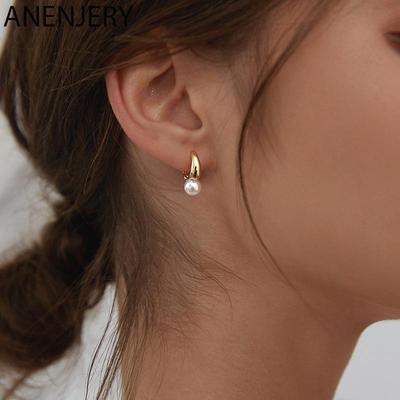 Parel Oorbellen met Hoepel voor Vrouwen Ronde Bruiloft Gouden Oorbellen Feest Sieraden