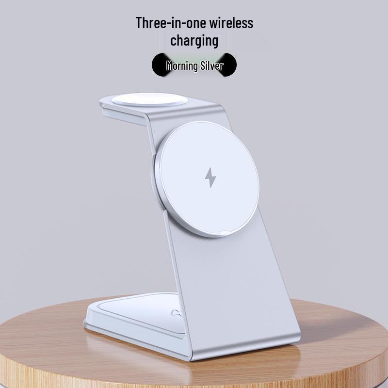 Magnetic 3-in-1 Alloy Stand Wireless Charger for Phone, Watch & Earbuds