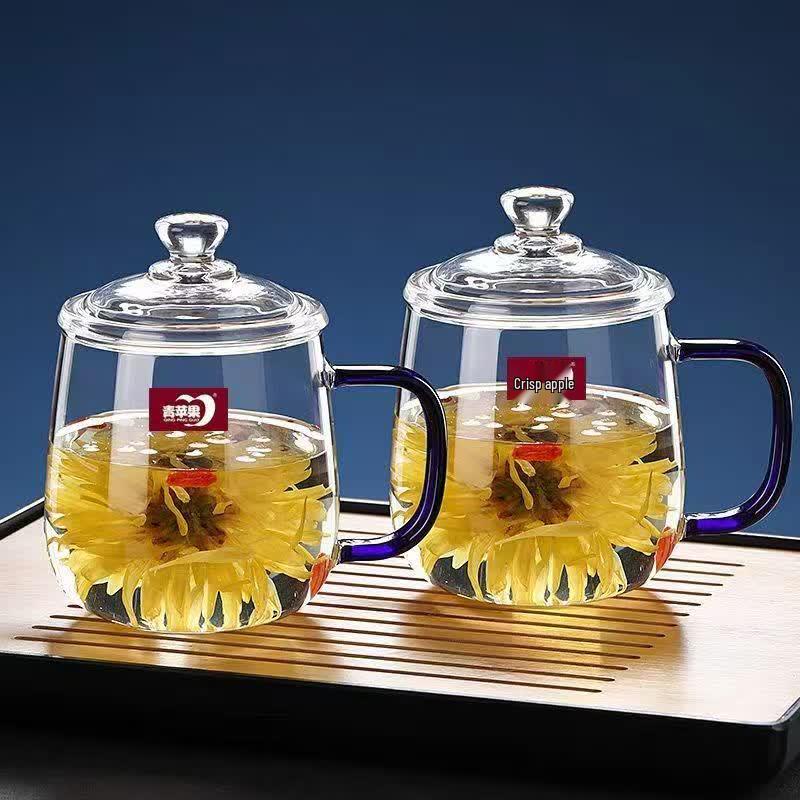 UOEO Heatable Borosilicate Glass Tea Cup with Lid