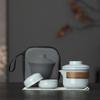 Five Great Kilns Portable Travel Tea Set: One Pot and Two Ceramic Cups Souvenir Gift