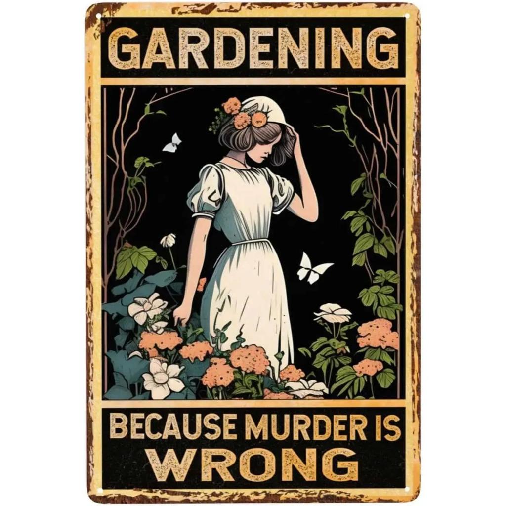 Because Murder Is Wrong Retro Garden Metal Tin Sign Wall Decoration Home Garden Bar Coffee Club Bar Retro Poster Square