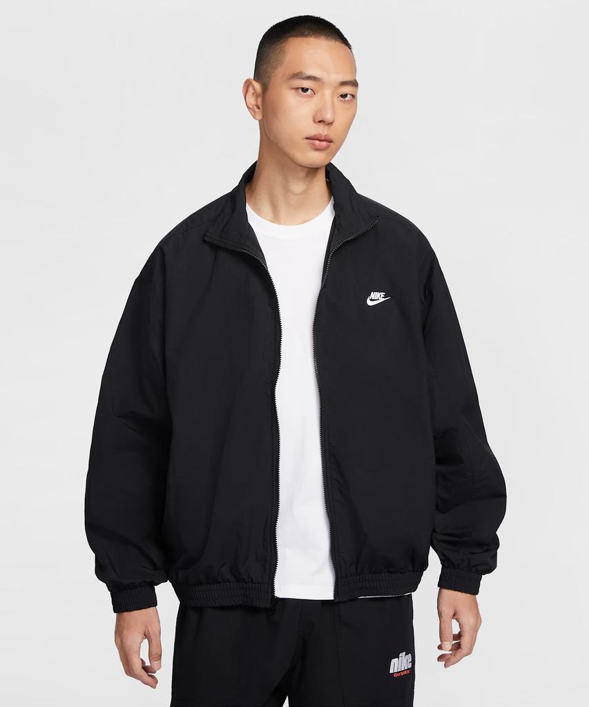 Nike Club Oversized Woven Track Jacket M - Black:White / Hq6110-010