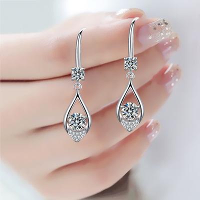 Elegant Earrings Female Inlay Diamond Earrings Long Senior Sense of Temperament Ear Hooks
