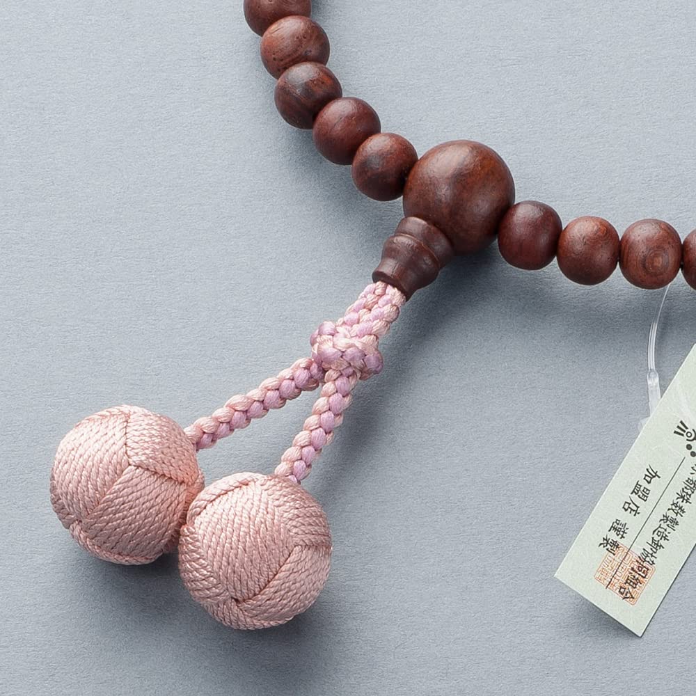 [Takita Buddhist Altar Shop] Women's Rosewood Prayer Beads (Matte Polished) 8mm Beads with Silk Odamaki Bonten Tassel, Prayer Beads Bag Included,