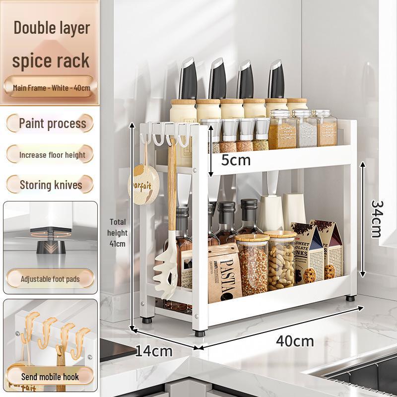 Countertop Kitchen Storage Rack for Spices and Sauces - Organize Oil, Salt, Vinegar, and Soy Sauce