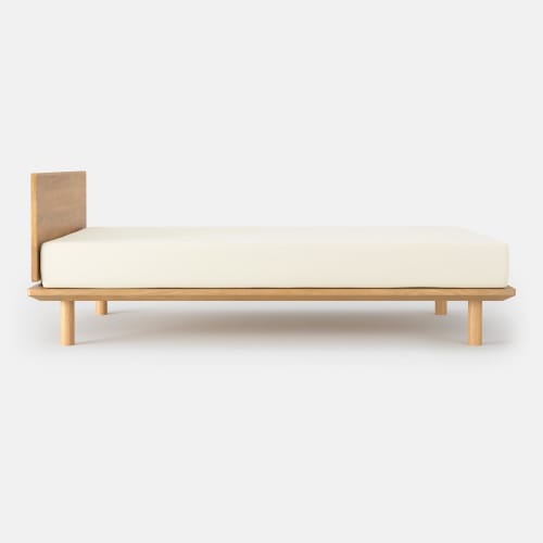 MUJI Wooden bed frame headboard, semi-double size, width 123 x depth 2.5 x height 45 cm, oak veneer 82579604
